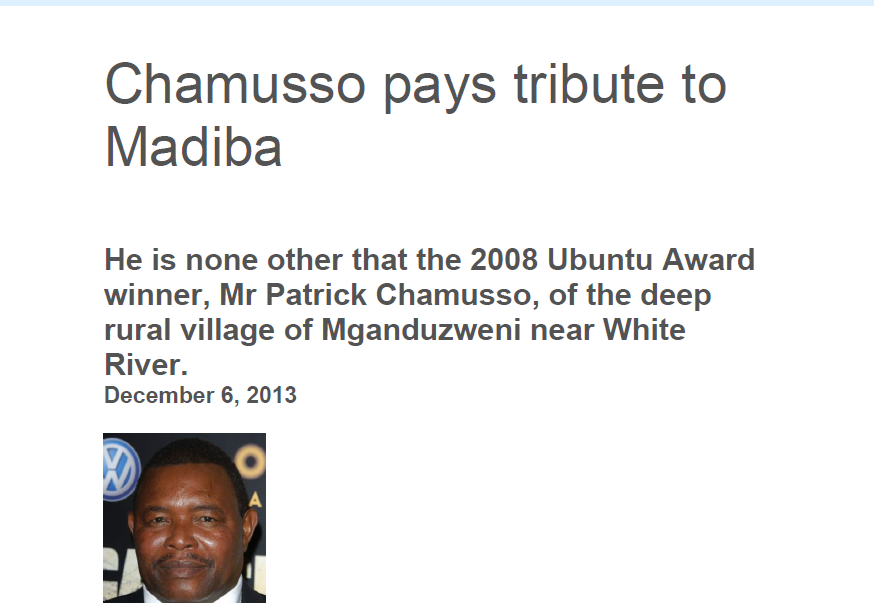 Chamusso pays tribute to Madiba, Mpumalanga News, 6 December 2013
